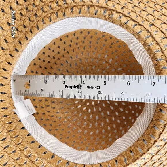 Wide Brim Natural Straw Sun Hat With Black Ribbon Bow Lightweight & Breathable I - Picture 9 of 12